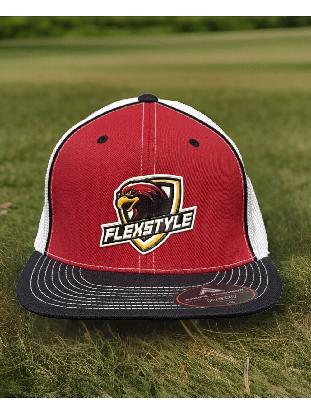 Red Bird Of Prey Falcon Hawk Eagle Flex Style Flexfit Baseball Cap Sz L/XL